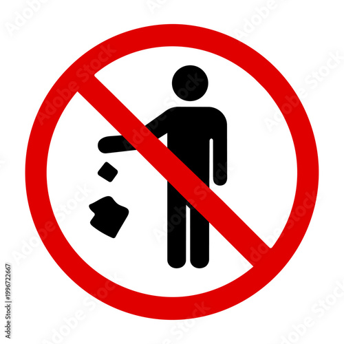 Cuadro en lienzo No Littering Icon with Red Prohibition Mark (Do Not Throw Trash Sign)

赤い禁止マーク付き