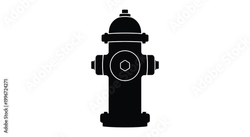 A stark black silhouette of a classic fire hydrant on a white background silhouette