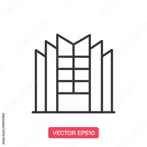 Building icon. Architecture, urban city, downtown, apartment building, residence, cityscape, skyline, real estate and more. Editable stroke.
