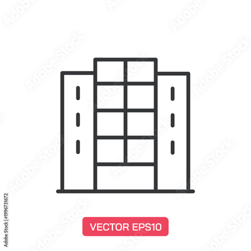 Building icon. Architecture, urban city, downtown, apartment building, residence, cityscape, skyline, real estate and more. Editable stroke.