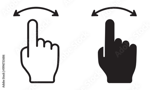 Swipe gesture hand icon set, touch screen interaction symbol, mobile navigation and user interface concept