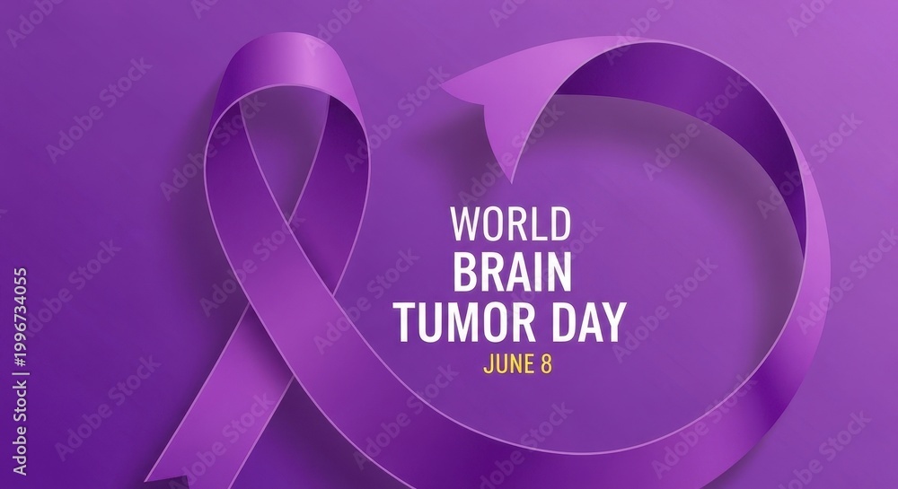 Fototapeta premium Purple Ribbon Symbol for World Brain Tumor Day Awareness Campaign June 8th