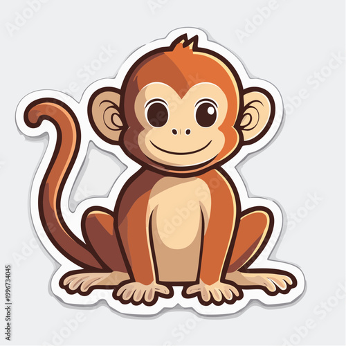 Cute cartoon monkey sticker