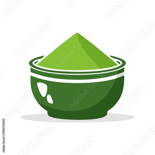 Green Matcha Powder in a Bowl