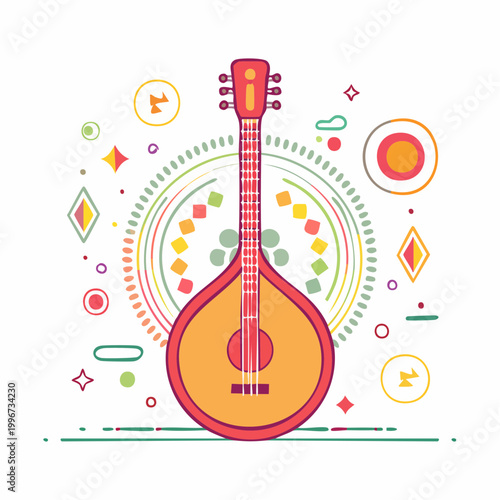 Mandolin with Abstract Musical Elements