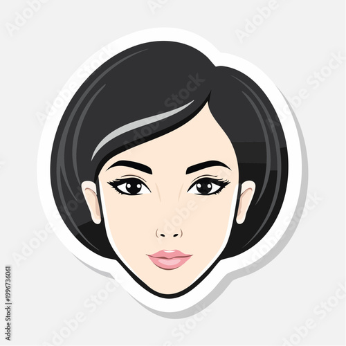 Illustration of a Woman's Face with Short Black Hair
