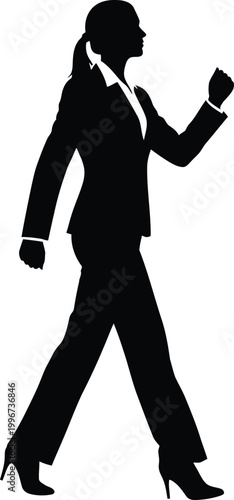 Black silhouette of a businesswoman walking