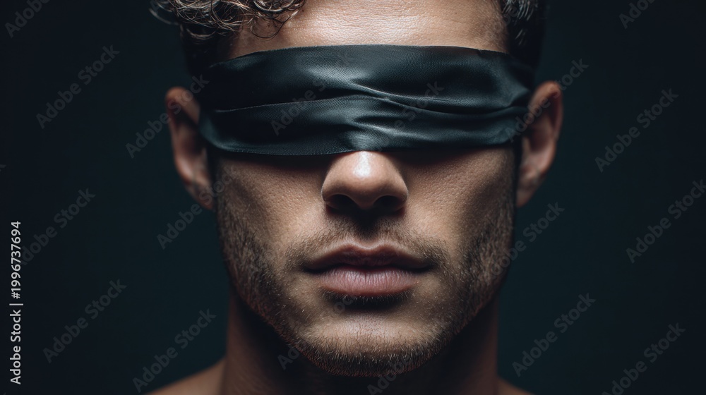 Obraz premium Man with a blindfold