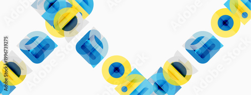 Abstract geometric shapes repeat. Blue, yellow hues dominate design. Minimalist pattern creates visual rhythm, texture.