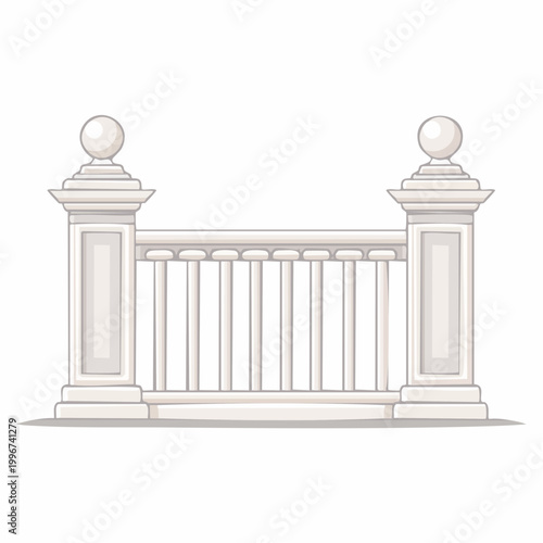 White Balustrade with Decorative Posts and Ball Finials