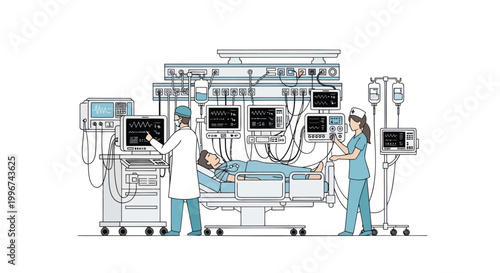 Medical professionals, hospital setting, healthcare workers, intensive care unit