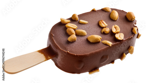 Canvas Print Chocolate ice cream bar with peanuts, isolated on transparent background