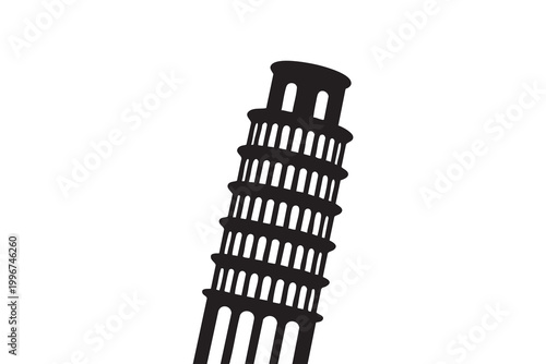 Εκτύπωση καμβά Leaning Tower of Pisa Vector Collection – Minimal Landmark Silhouette & Line Art