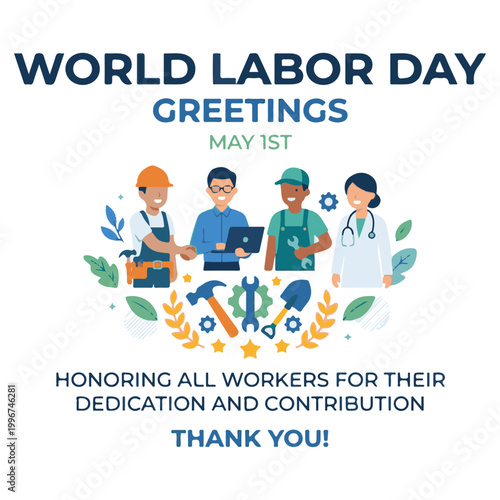 World Labor Day Greetings Illustration