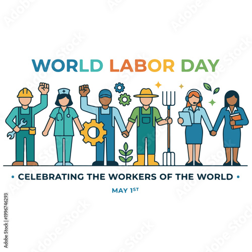 World Labor Day Greetings Illustration