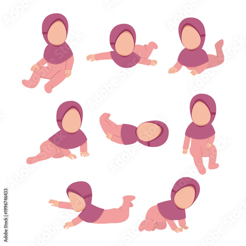 Set Illustration Of Hijab Baby