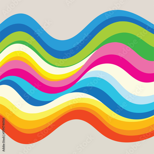 Colorful wavy lines on a gray background