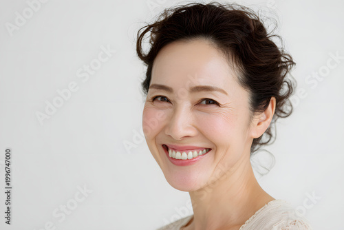 自然で健康的な白い歯の日本人女性（審美歯科・エイジングケア）｜Mature Japanese woman with natural white teeth, dental care concept