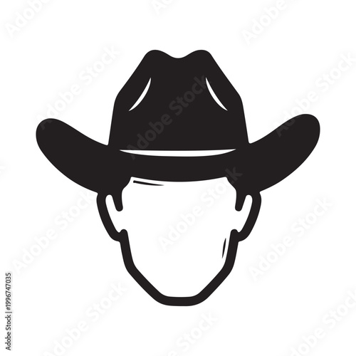 Quadro em tela Black silhouette icon of a man wearing a cowboy hat