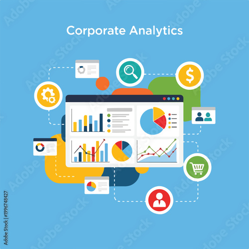 Corporate analytics concept with graphs