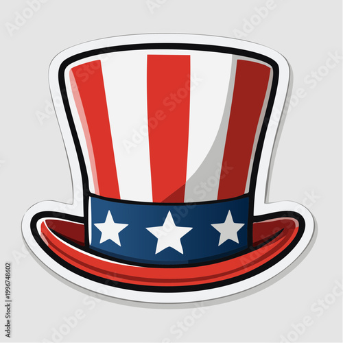 Uncle Sam Hat with American Flag Colors and Stars