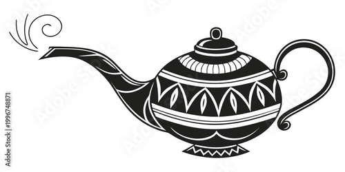 Fotografía Ornate decorative arabian oil lamp graphic with fairy tale steaming decorative o