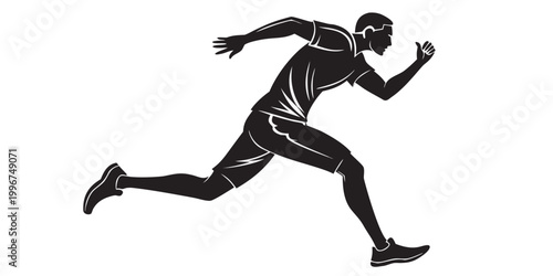 Bild auf Leinwand Graphic silhouette design of a man running quickly with fast paced sprinting sil