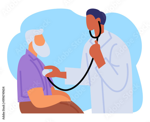 Old man patient checking health to the doctor. consultation with a doctor at the clinic