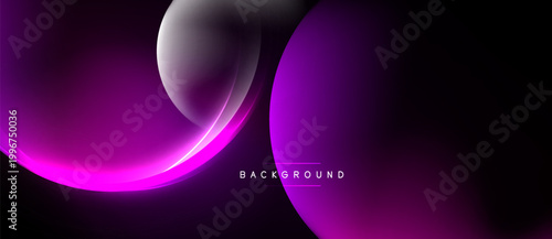 Abstract purple design. Smooth curves create dynamic shapes against dark background. Modern, elegant visual presentation.
