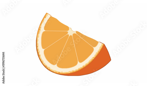 Realistic illustration of a fresh orange fruit slice or citrus wedge isolated on white