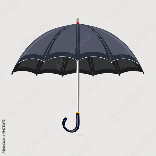 Dark Blue Umbrella with Curved Handle