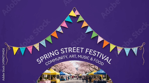 Vibrant community celebrates at a lively street festival with music, food, and colorful art decorations.