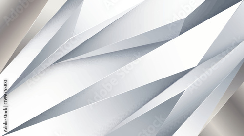 A modern abstract design featuring white and gray geometric shapes