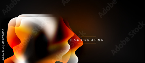 Abstract fluid shapes, warm colors dominate. Orange, red, white blend into dark background. Text reads background. Minimalist design.