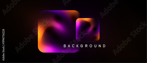 Abstract fluid shapes, vibrant colors blend. Dark background emphasizes glowing gradients, modern design element. Text reads background.