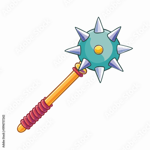 Cartoon Spiked Mace Weapon