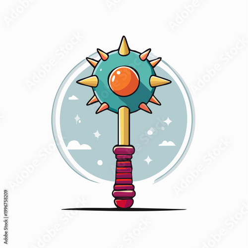 Cartoon Spiked Mace Weapon