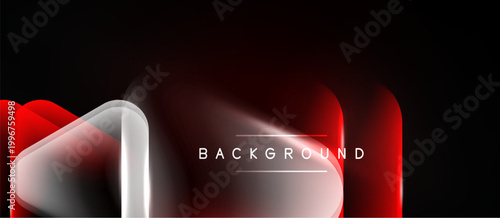 Abstract red, white shapes over black background. Dynamic flow, modern design, text reads BACKGROUND. Smooth gradients create visual interest.