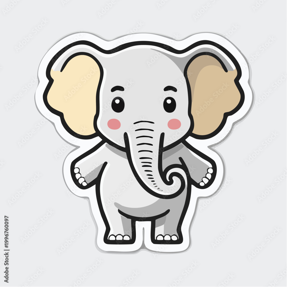 Obraz premium Cute Cartoon Elephant Sticker