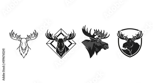 Moose Head Logos - A Collection of Antlered Designs.
