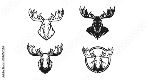 Moose Head Vector Illustrations - A Collection of Wildlife Art.