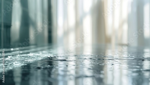 Glass-like surface reflecting soft light, luxury aesthetic