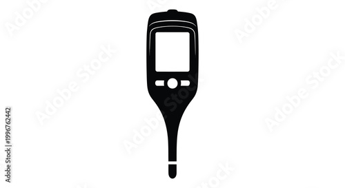 Black remote control with simple button layout a distinct silhouette