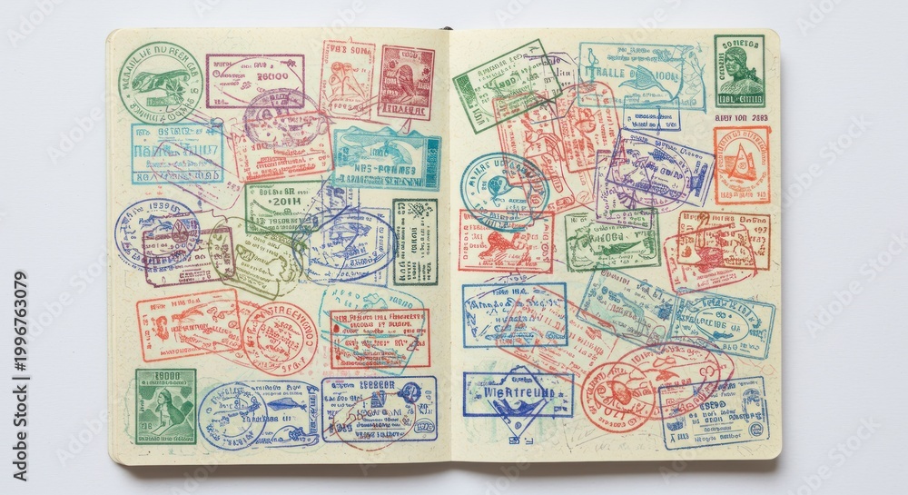 Obraz premium Vintage Postage Stamps in Album Book.