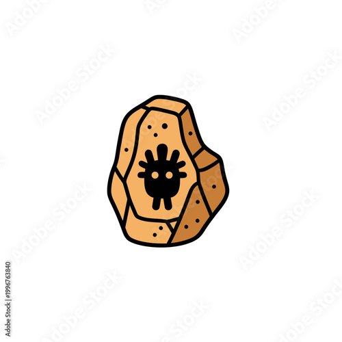 Fossilized Insect in Amber Stone Vector Illustration Icon