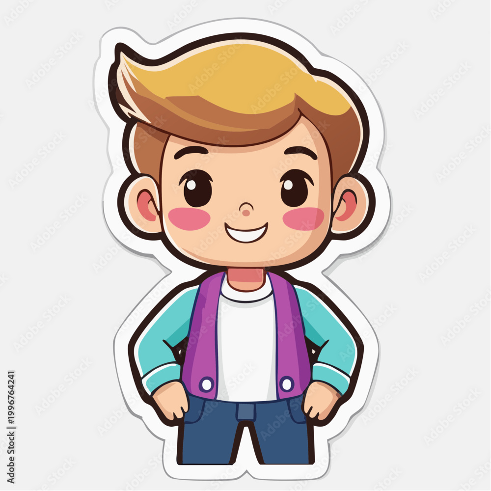 Fototapeta premium Cute Cartoon Boy Character