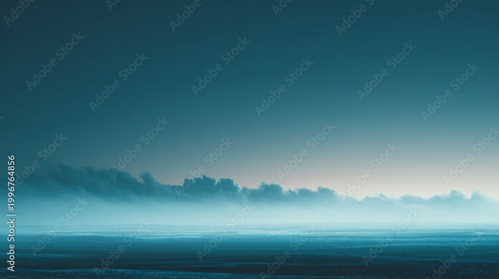 Fototapeta premium Serene Horizon with Atmospheric Fog Over an Empty Space at Dawn