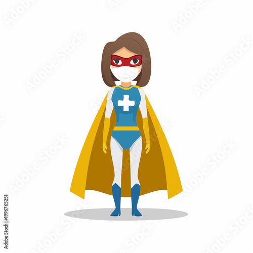 Superhero Nurse with Mask and Cape