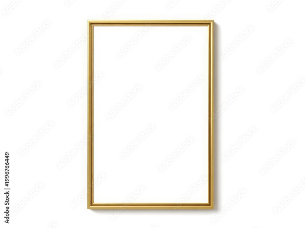 Obraz premium A simple yet elegant gold frame with a white background ready for a picture.