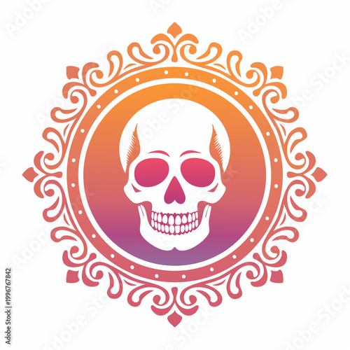Skull Emblem with Ornate Border